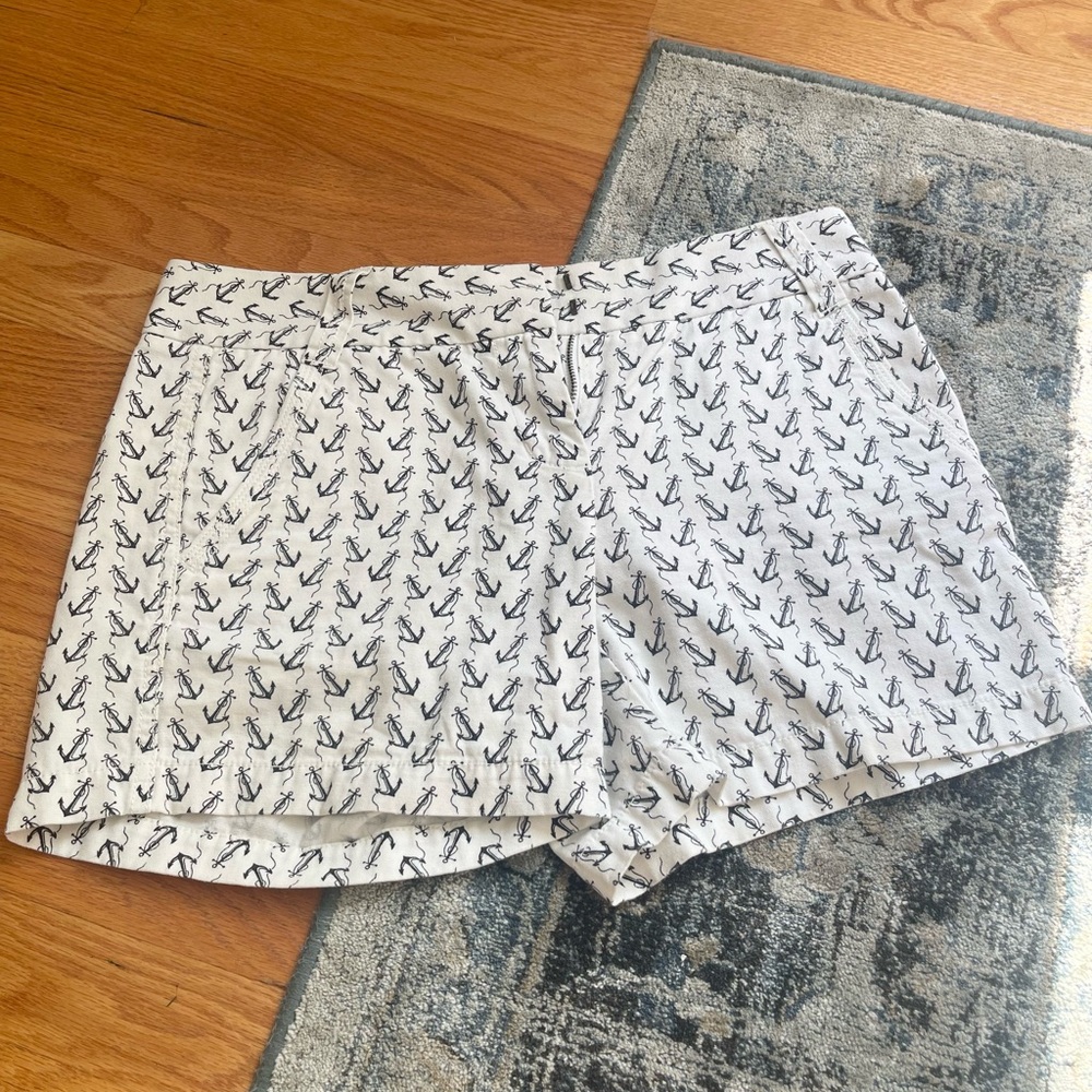J Crew White Anchor Shorts Size 4